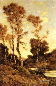  Joseph Canvas - Autumnal River Landscape Barbizon Henri Joseph Harpignies